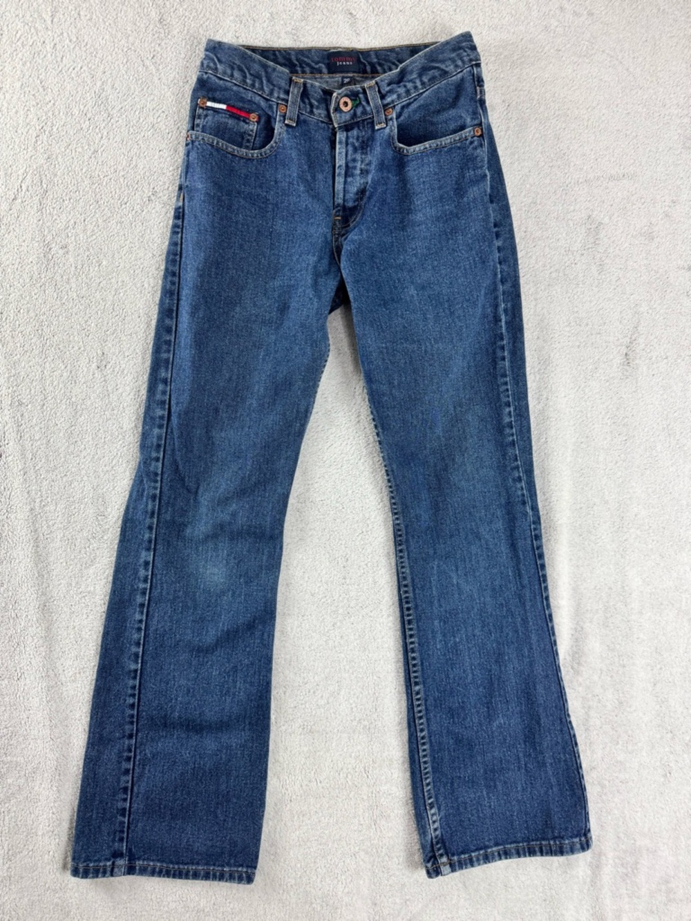 Vintage Tommy Hilfiger Flare Blue Denim Jeans Womens 28 Y2K Button Fly